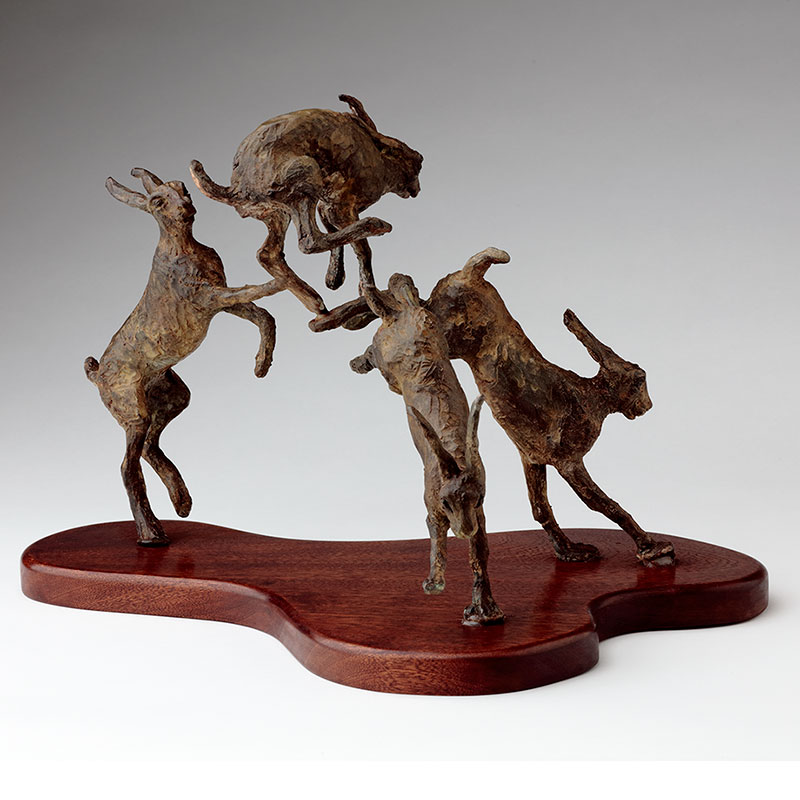 Bronze sculpture Mad March Hares 008